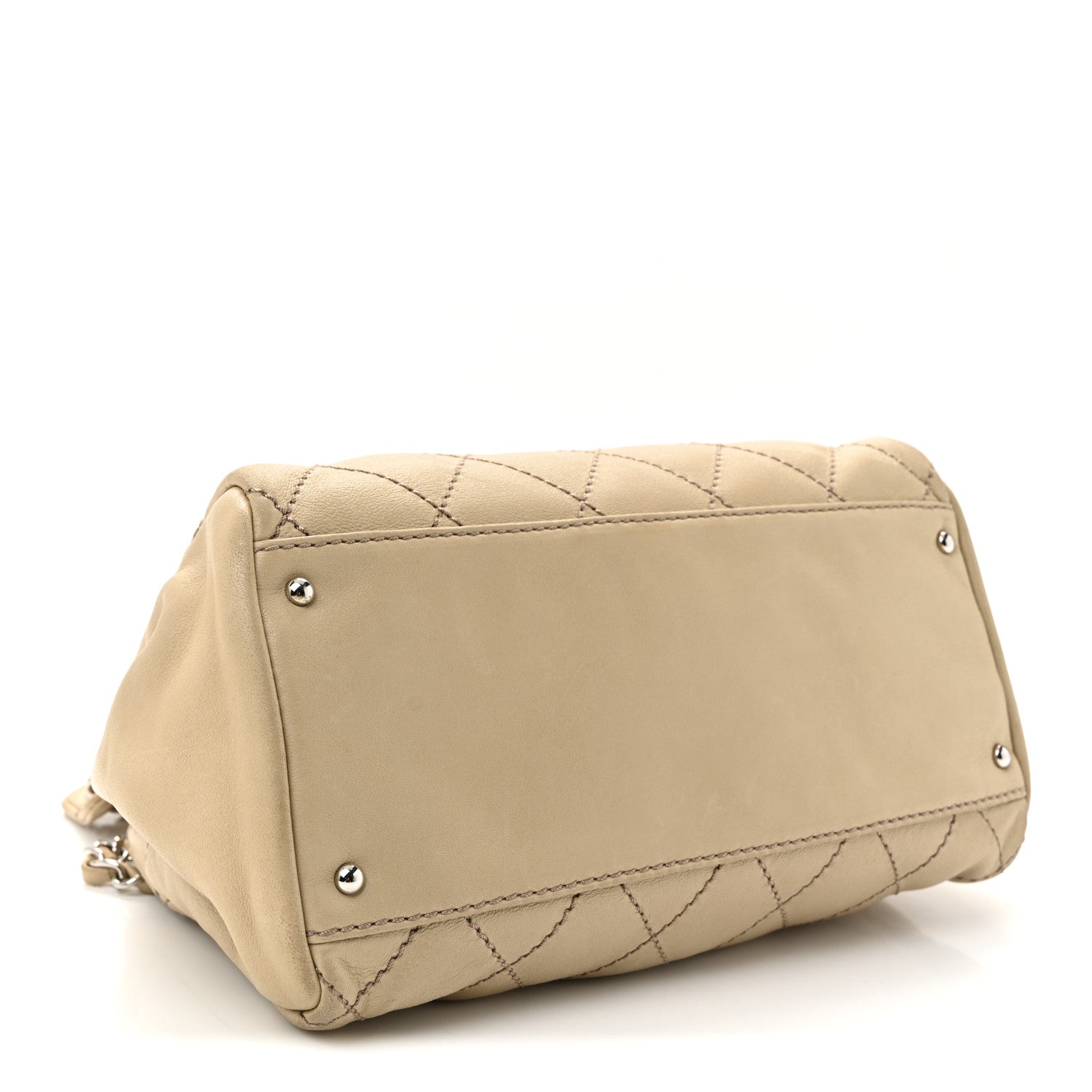 Chanel Lambskin Stitched Accordion Tote Beige