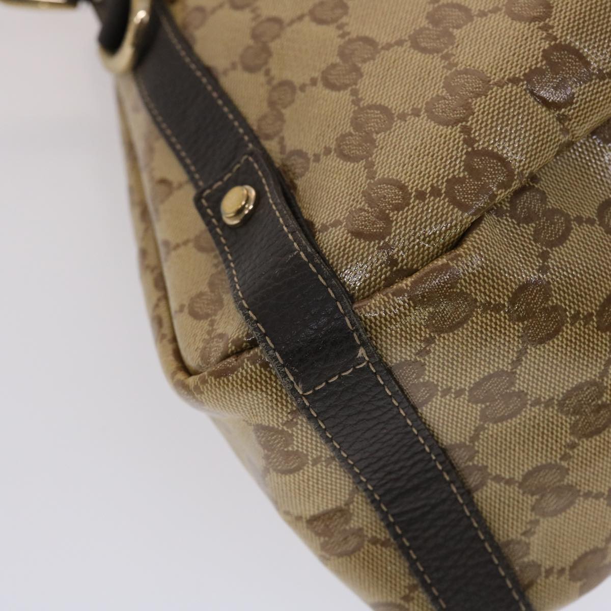 GUCCI GG Canvas Hand Bag Coated Canvas Beige Dark Brown  49071