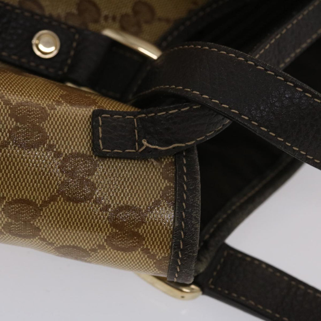 GUCCI GG Canvas Hand Bag Coated Canvas Beige Dark Brown  49071