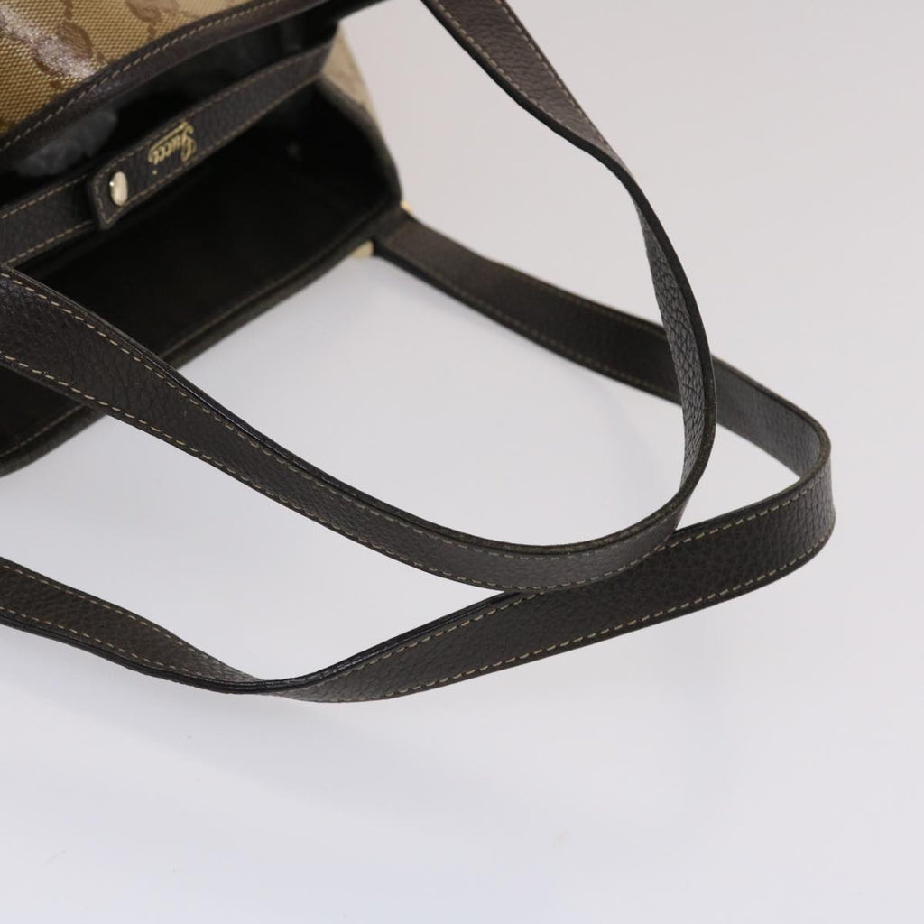 GUCCI GG Canvas Hand Bag Coated Canvas Beige Dark Brown  49071