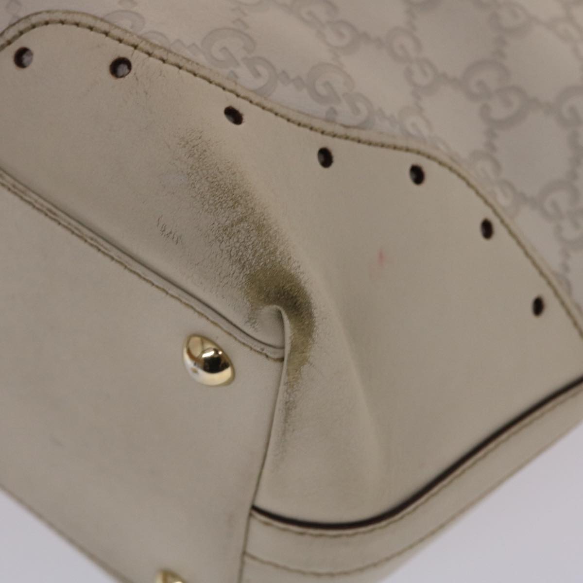 GUCCI  Shima Tote Bag Leather White  49072