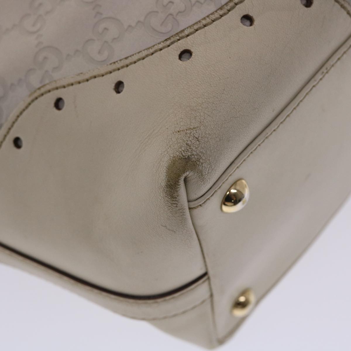 GUCCI  Shima Tote Bag Leather White  49072