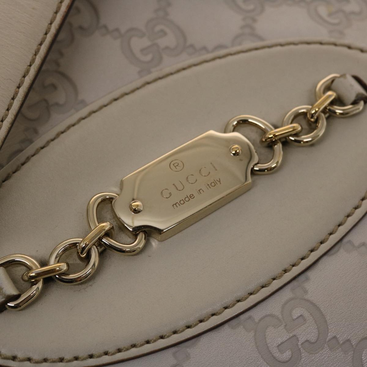 GUCCI  Shima Tote Bag Leather White  49072