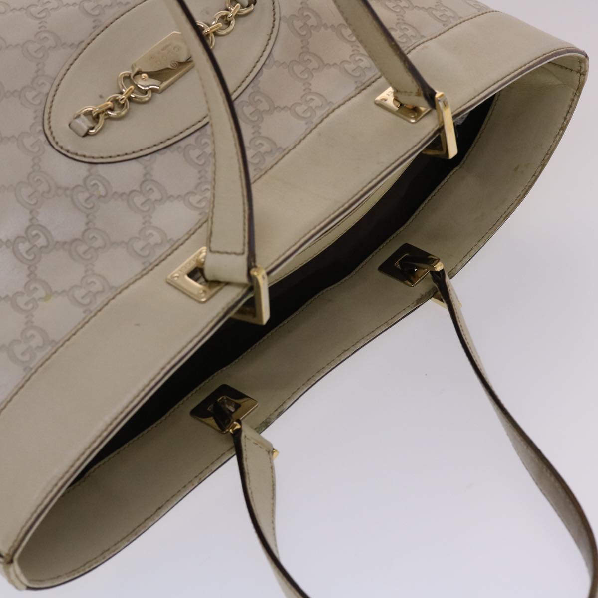 GUCCI  Shima Tote Bag Leather White  49072