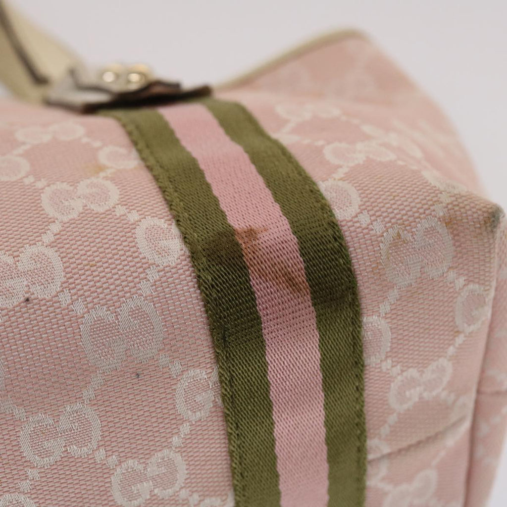 GUCCI GG Canvas Sherry Line Hand Bag Pink White Green  49075