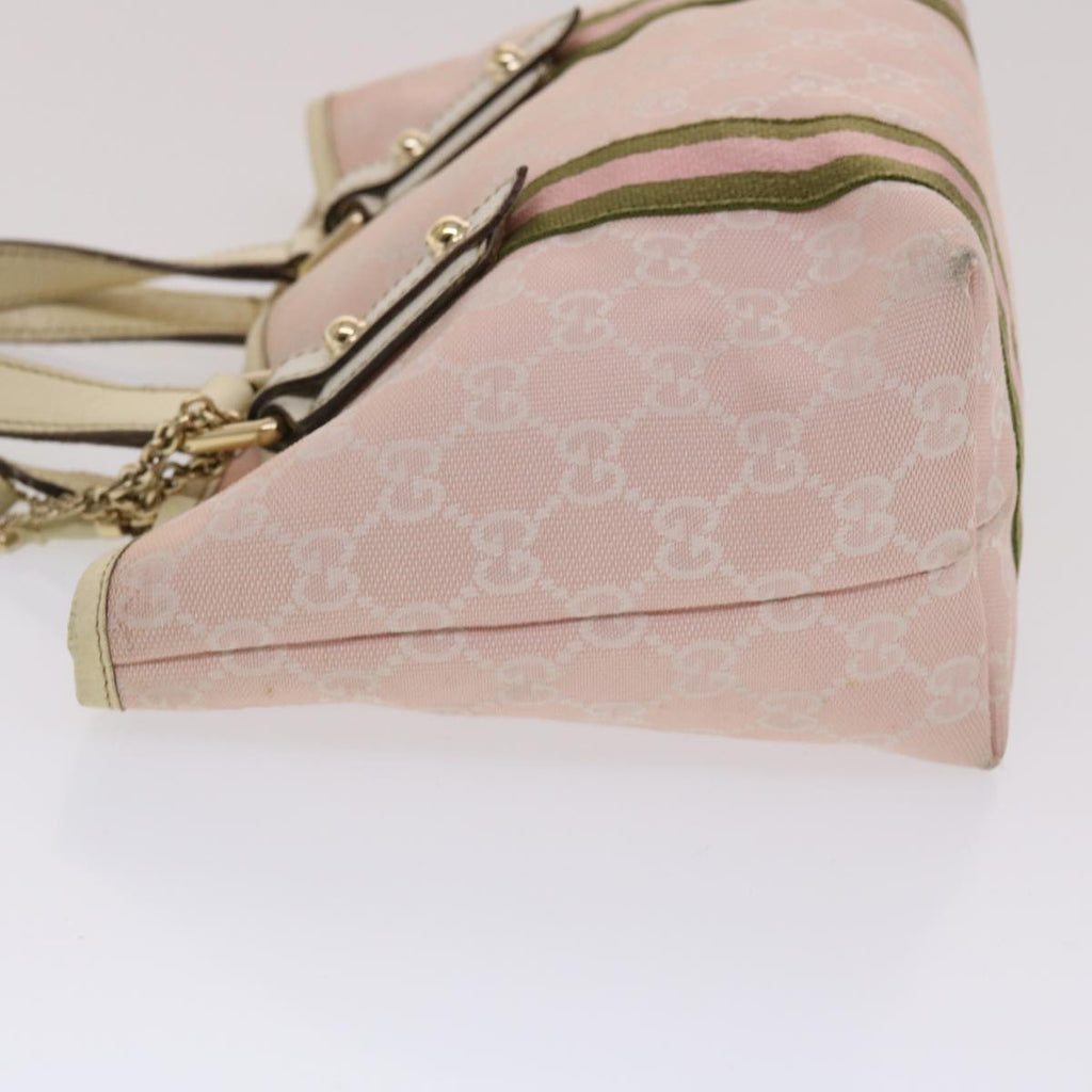 GUCCI GG Canvas Sherry Line Hand Bag Pink White Green  49075