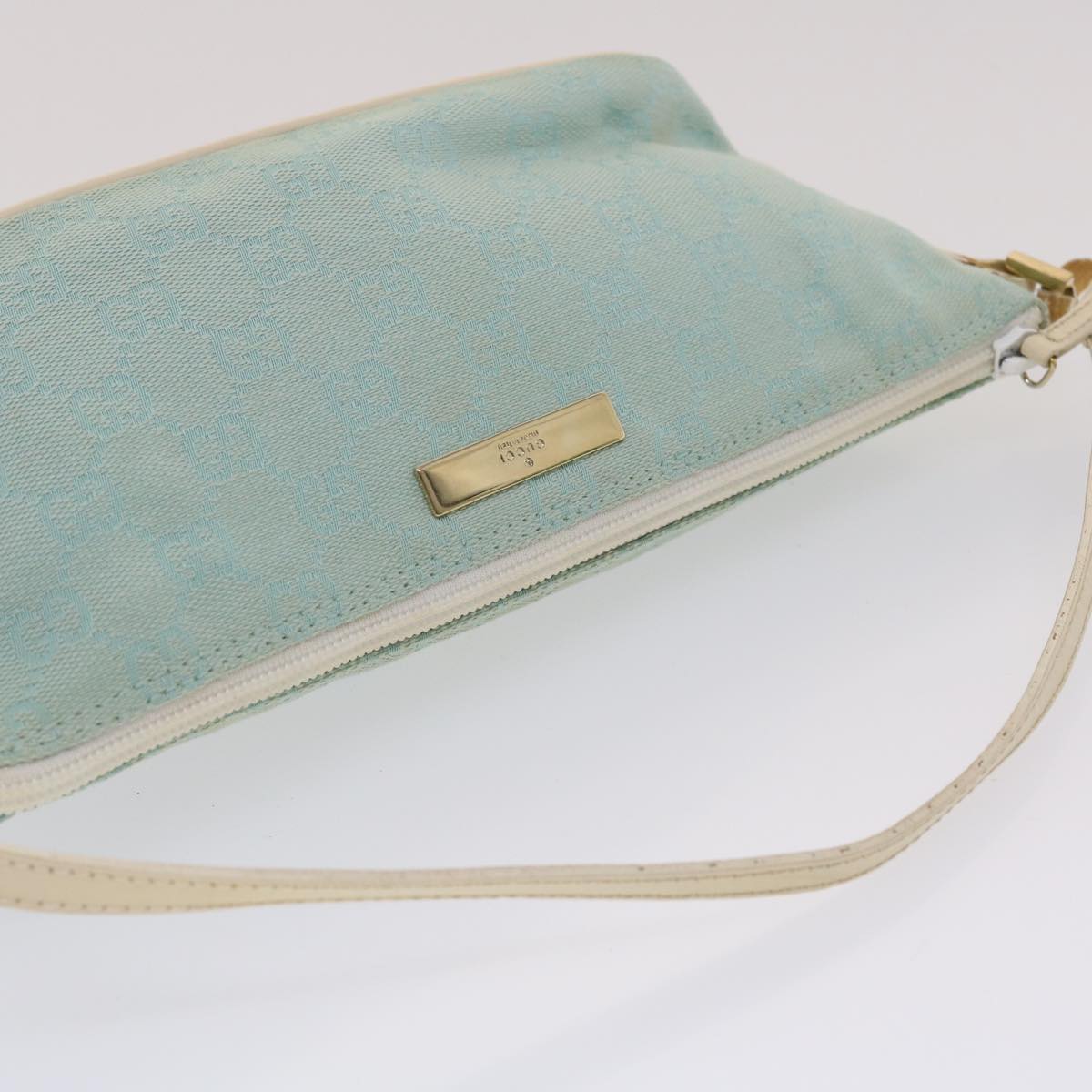 GUCCI GG Canvas Accessory Pouch Light Blue White  49080