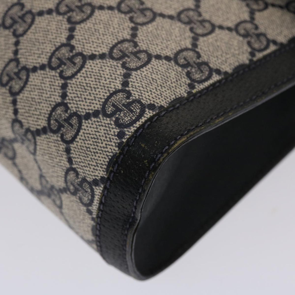 GUCCI GG Canvas Sherry Line Clutch Bag PVC Leather Navy Red  49081