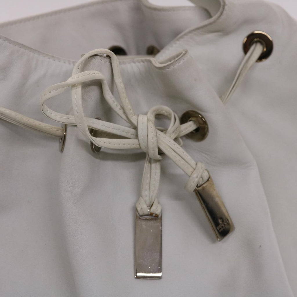GUCCI Bamboo Shoulder Bag Leather White  49084