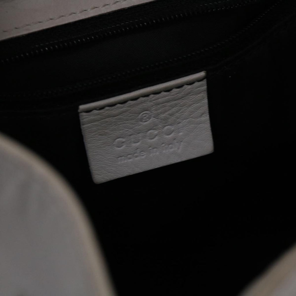 GUCCI Bamboo Shoulder Bag Leather White  49084