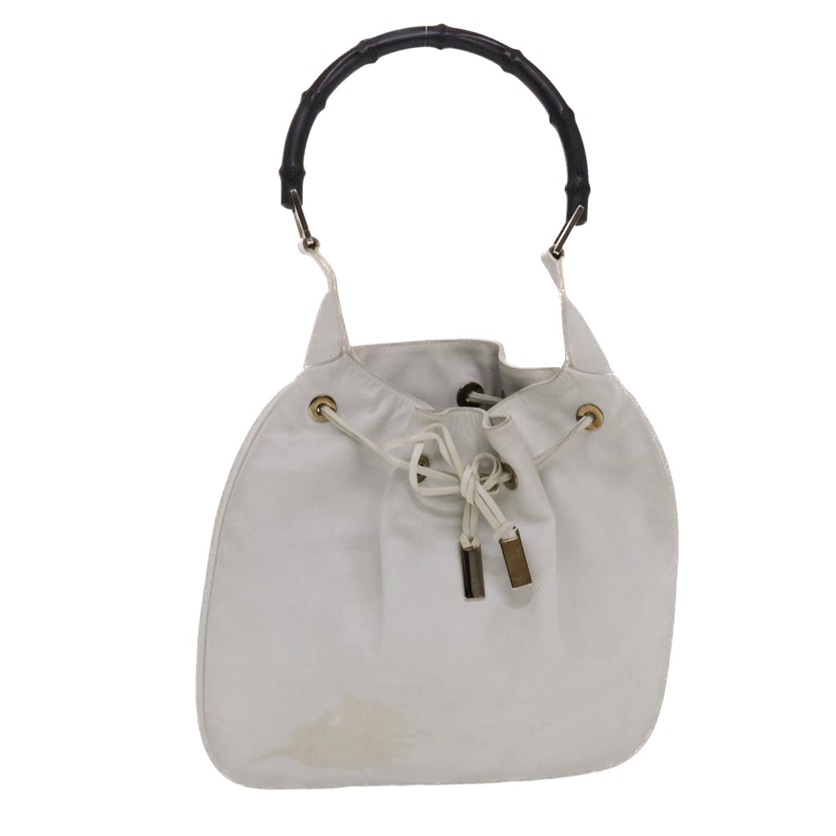 GUCCI Bamboo Shoulder Bag Leather White  49084