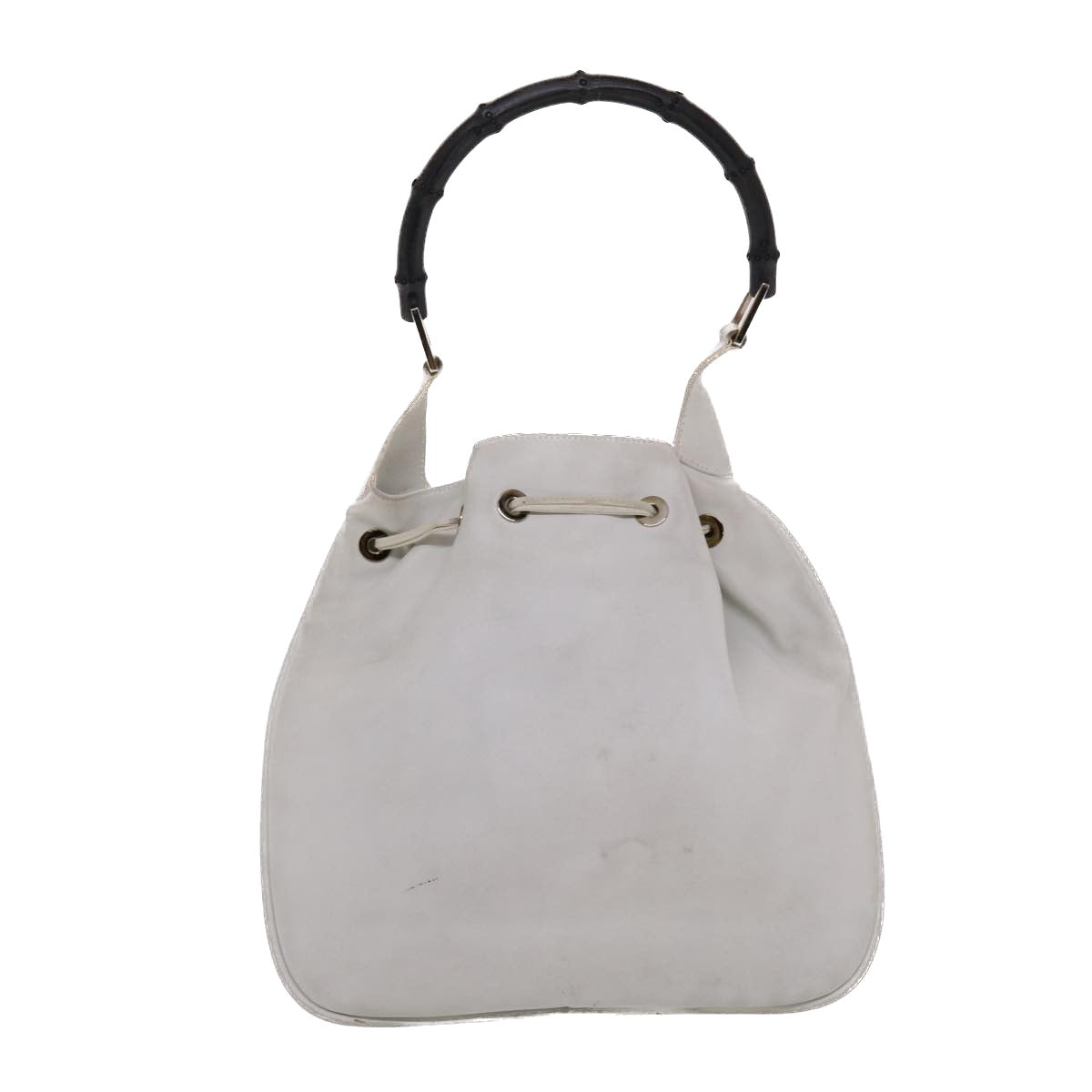 GUCCI Bamboo Shoulder Bag Leather White  49084