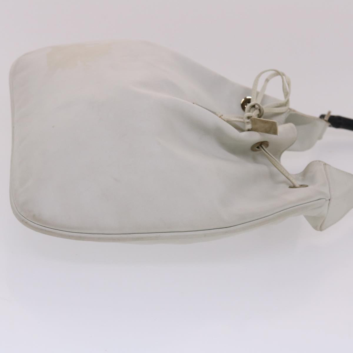 GUCCI Bamboo Shoulder Bag Leather White  49084