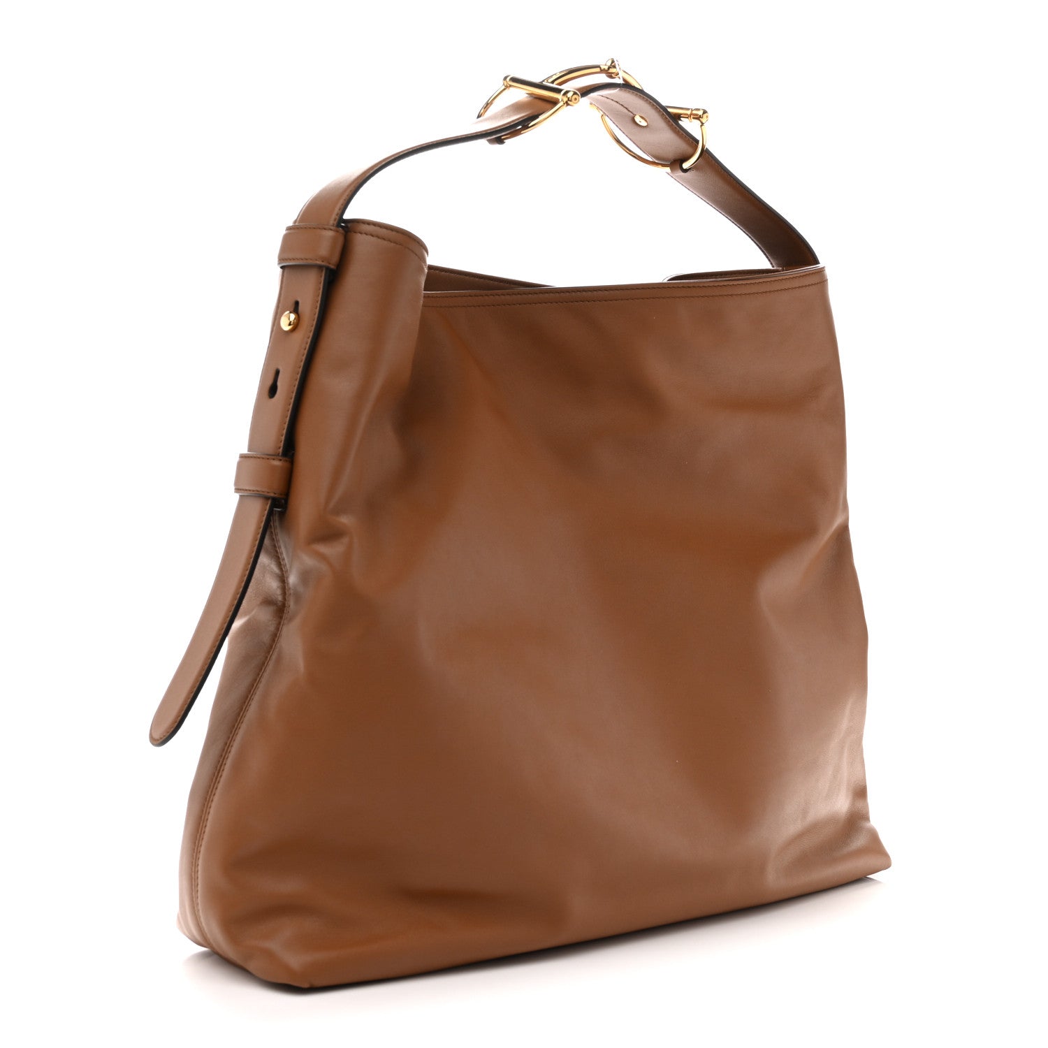 Gucci Calfskin Beatrix Horsebit Large Tote Bag Brown