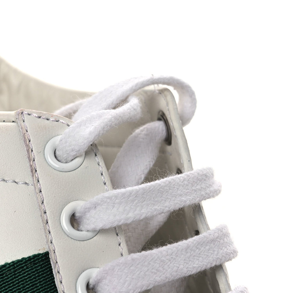 Gucci Calfskin Ayers Bee Embroidered Womens Ace Sneakers 36 White Green