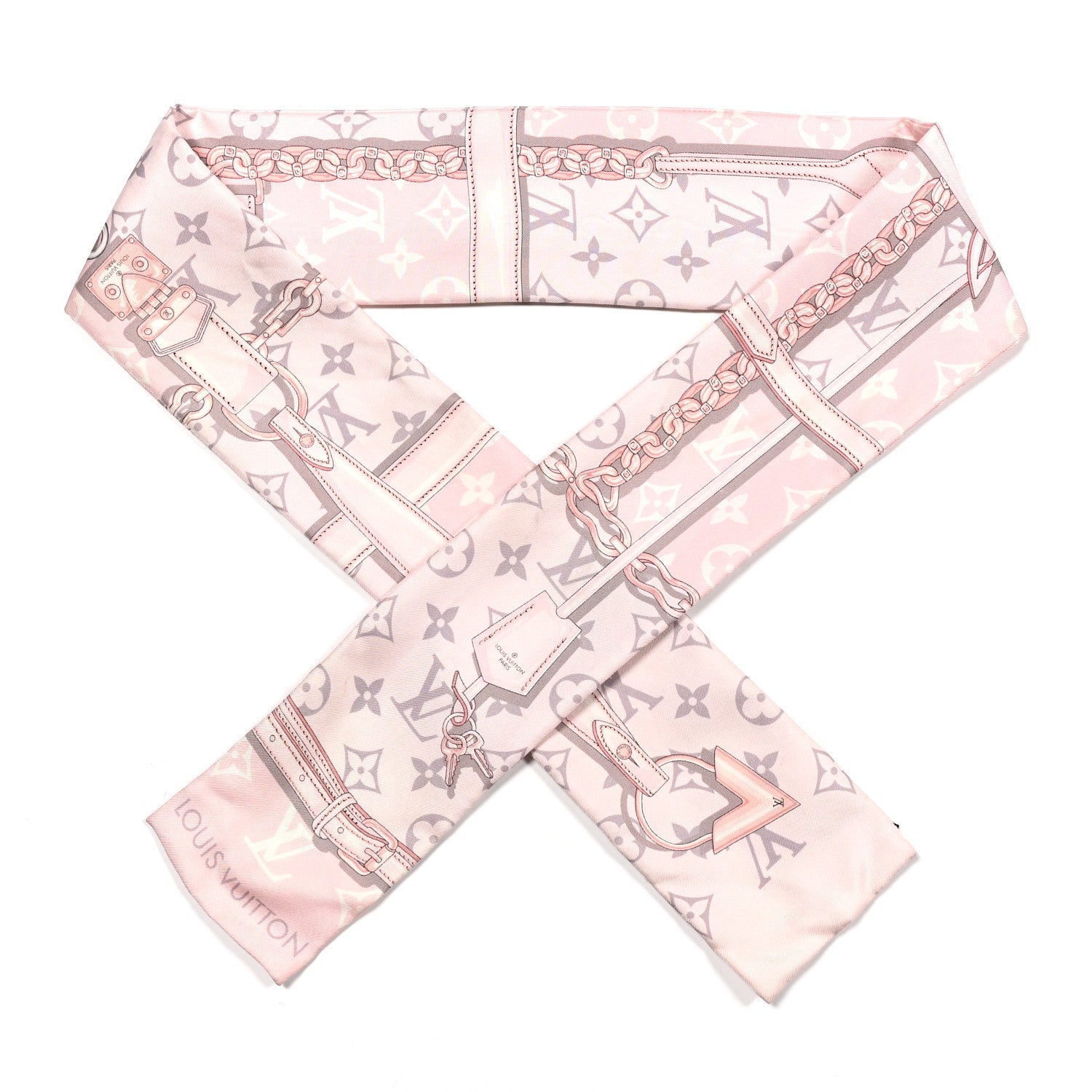 Louis Vuitton Silk Monogram Confidential Bandeau Light Pink Porcelain Rose Beige Ebony