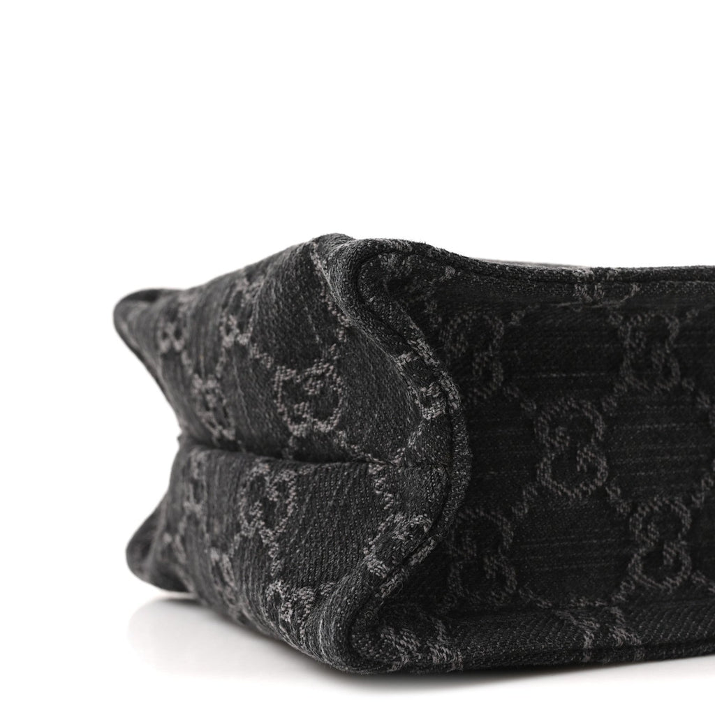 Gucci Denim GG Monogram Calfskin Mini Ophidia Tote Bag Black