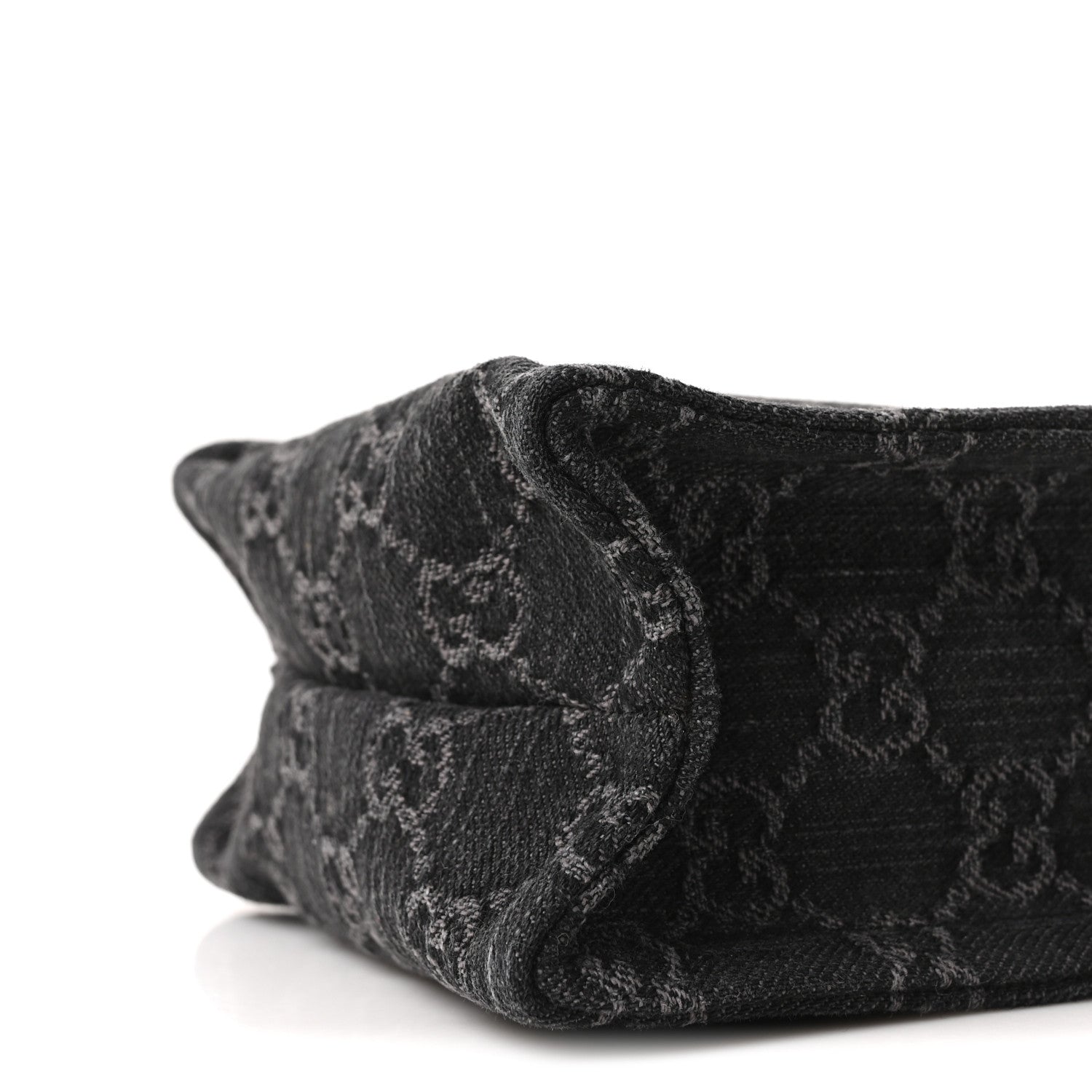 Gucci Denim GG Monogram Calfskin Mini Ophidia Tote Bag Black