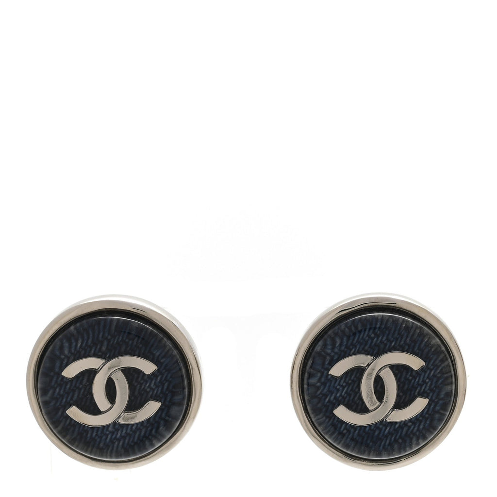 Resin CC Round Stud Earrings Blue