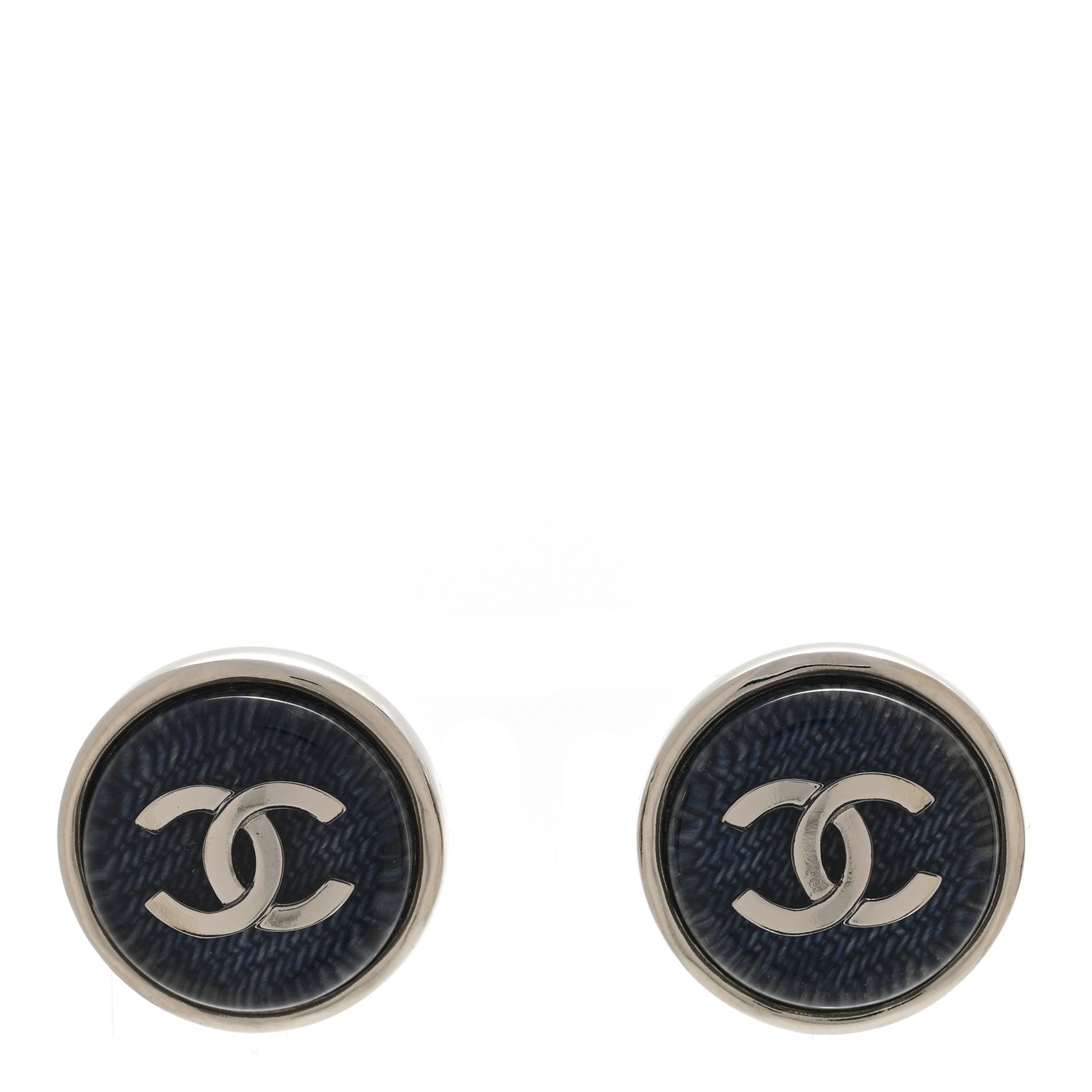 Resin CC Round Stud Earrings Blue