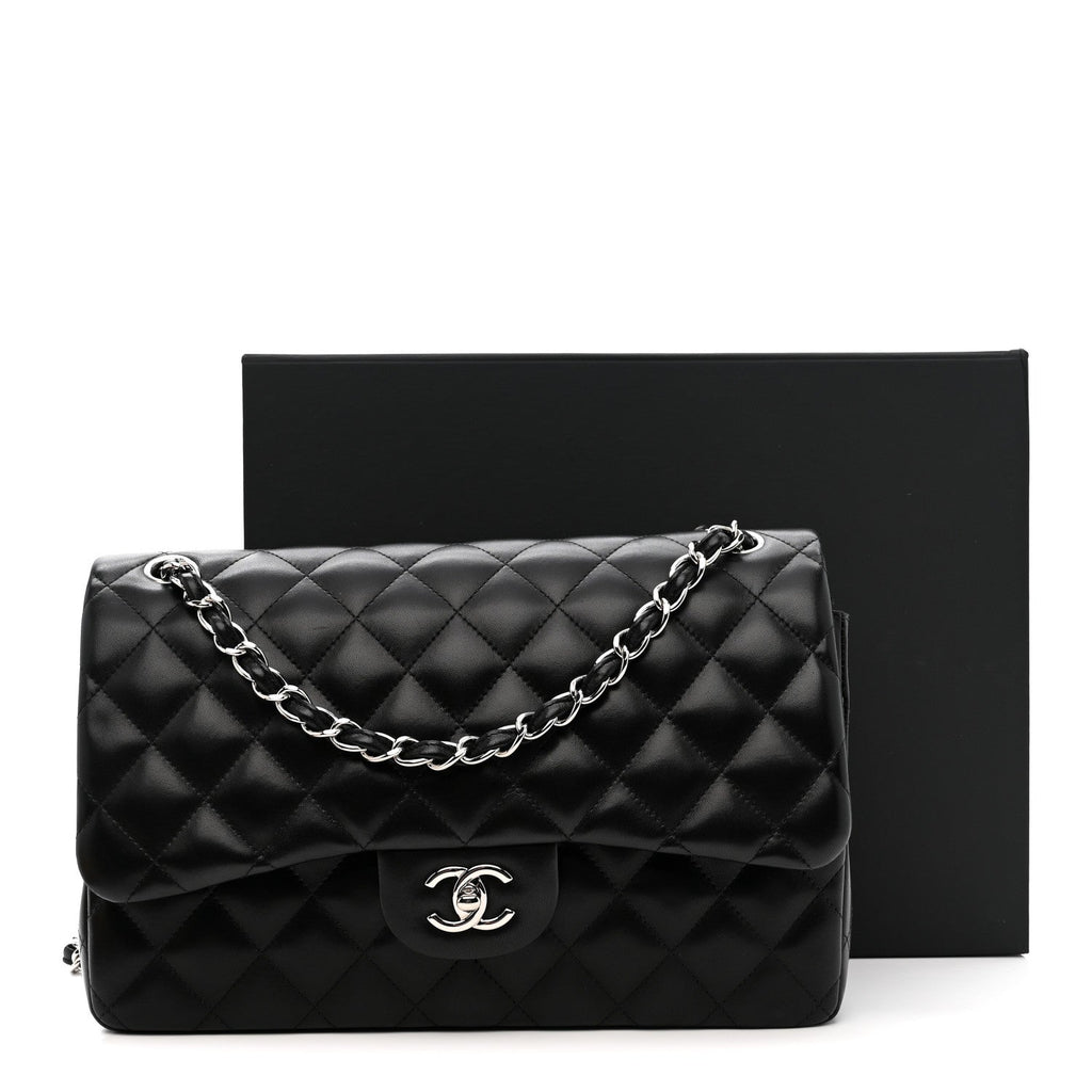 Chanel Lambskin Quilted Jumbo Double Flap Black