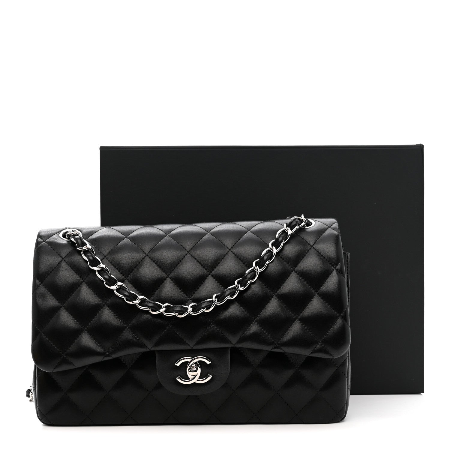Chanel Lambskin Quilted Jumbo Double Flap Black