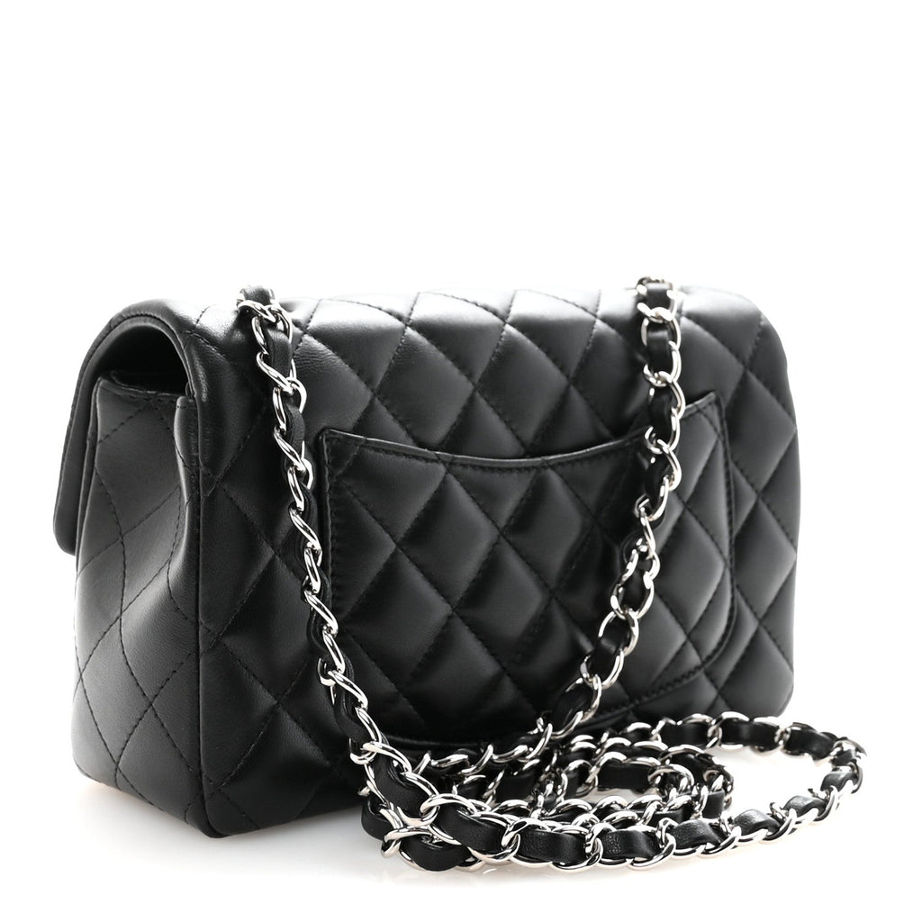 Chanel Lambskin Quilted Mini Rectangular Flap Black