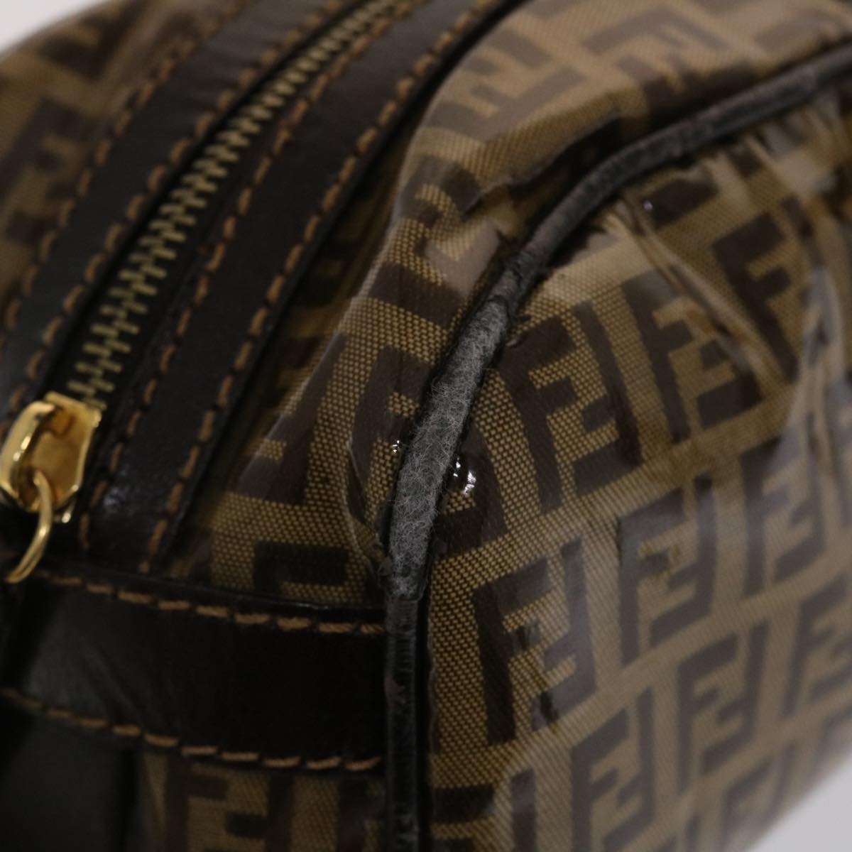 FENDI Zucchino Canvas Hand Bag Coated Canvas Brown  49107