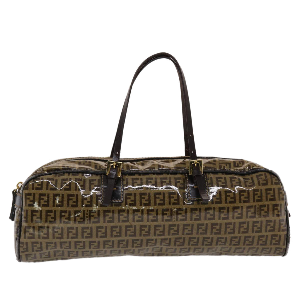 FENDI Zucchino Canvas Hand Bag Coated Canvas Brown  49107