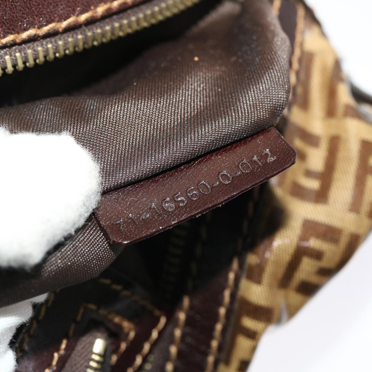 FENDI Zucchino Canvas Hand Bag Coated Canvas Brown  49107
