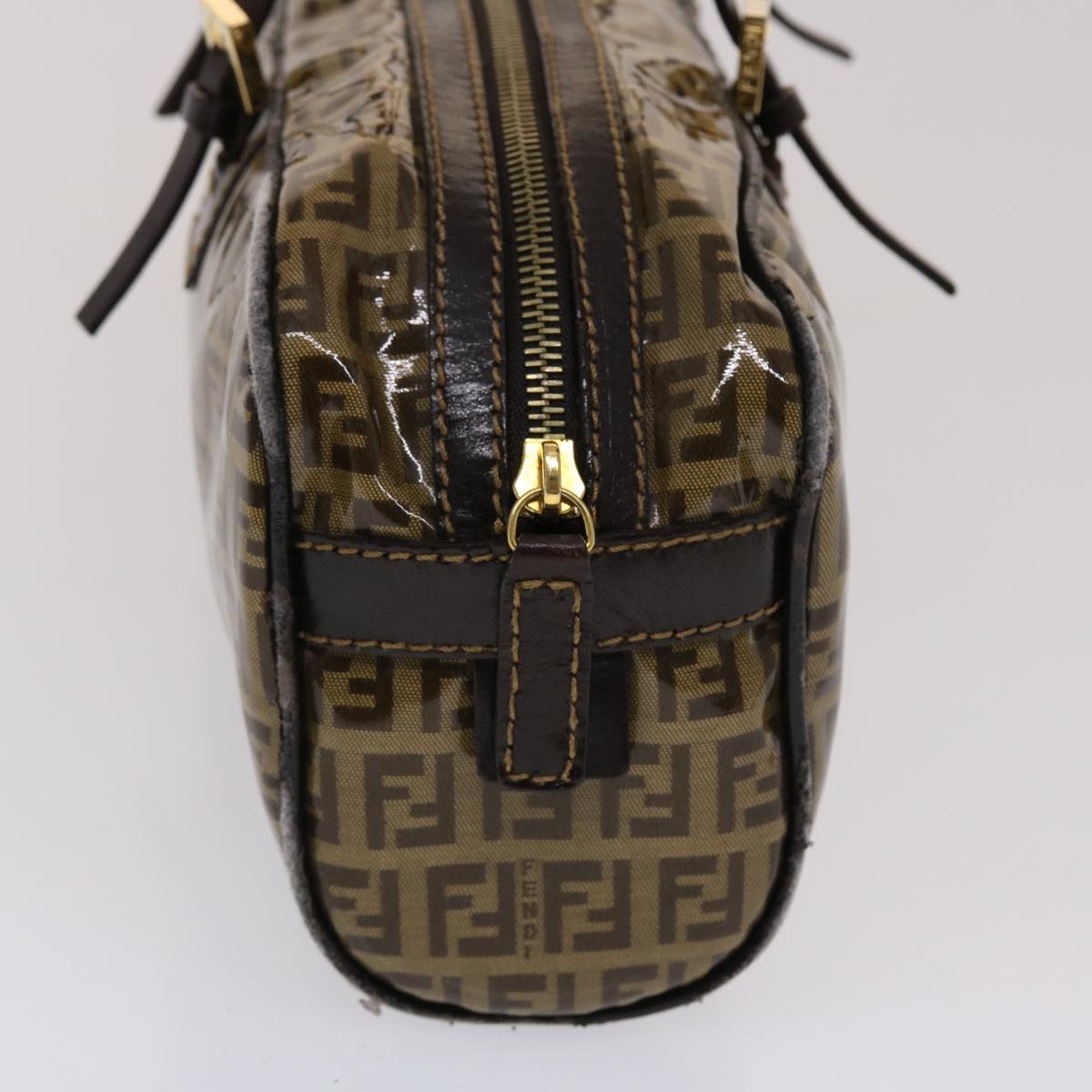 FENDI Zucchino Canvas Hand Bag Coated Canvas Brown  49107