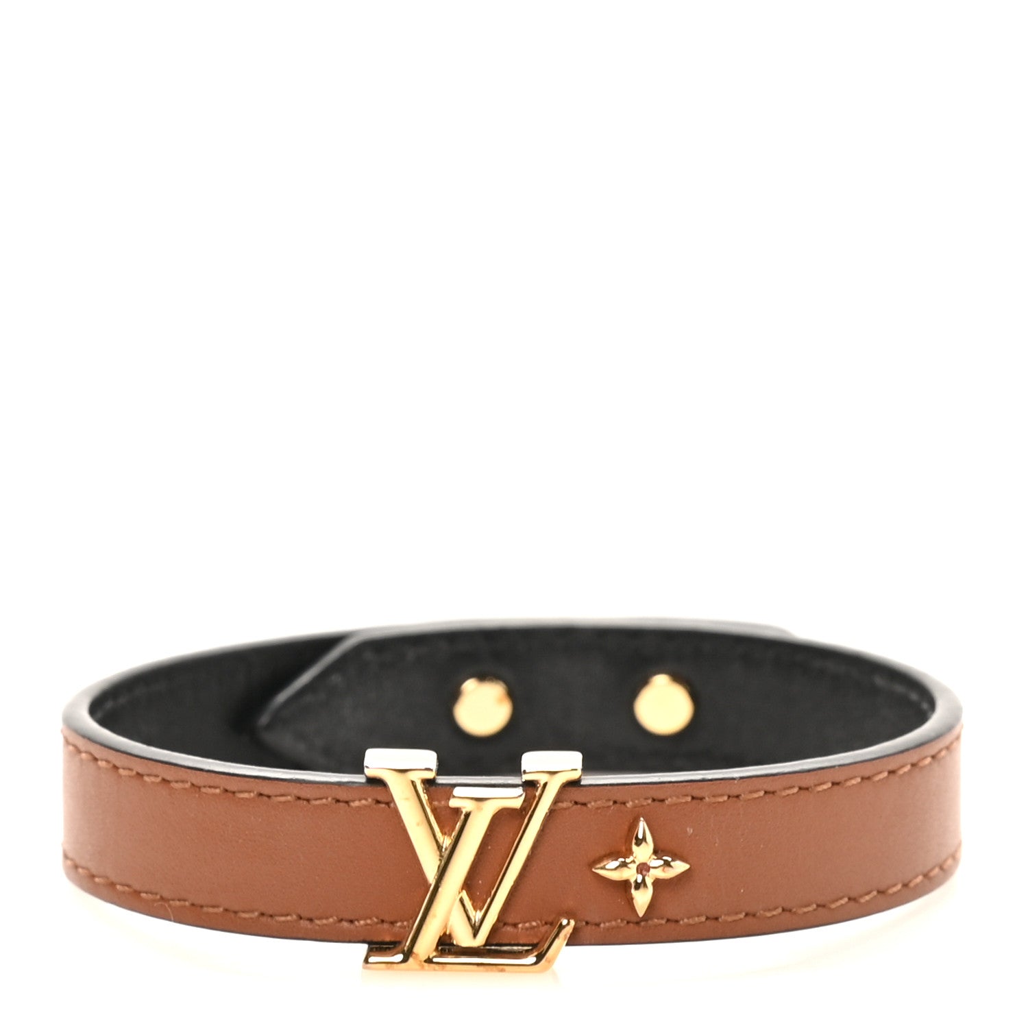 Louis Vuitton Calfskin LV Iconic Bracelet 19 Tan