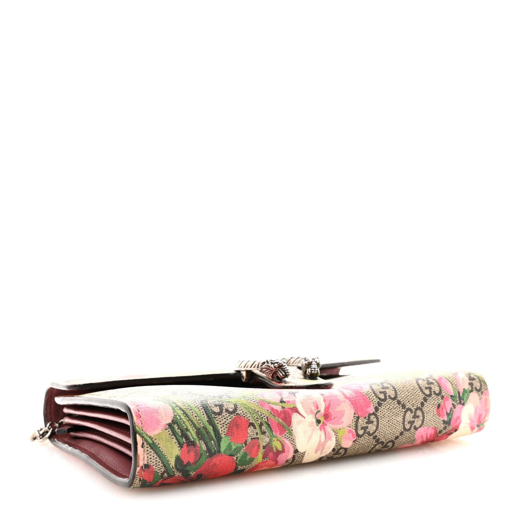 Gucci GG Supreme Monogram Blooms Mini Dionysus Chain Wallet Beige Multicolor Dry Rose
