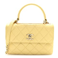 Chanel Lambskin Quilted Small Trendy CC Flap Dual Handle Bag Yellow