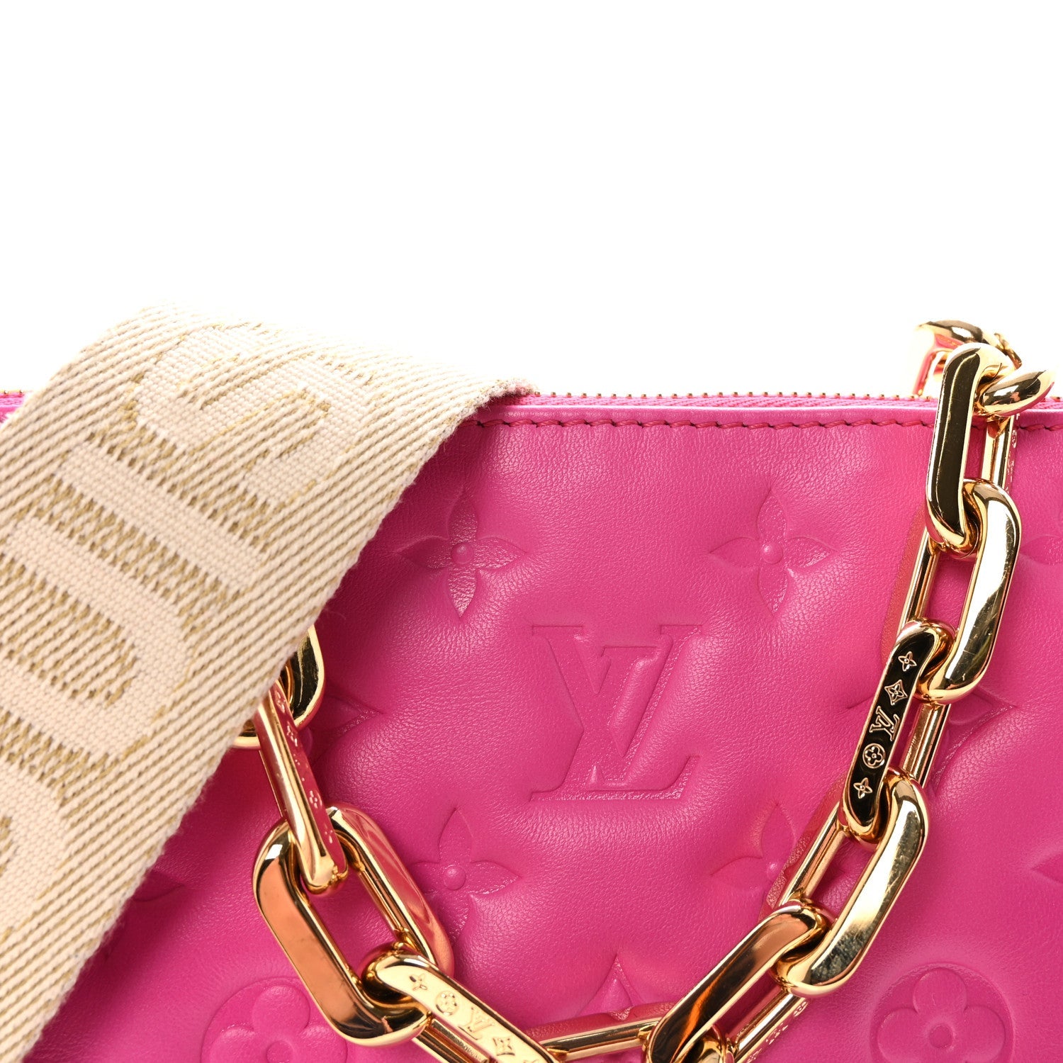 Louis Vuitton Lambskin Embossed Monogram Coussin PM Rose Miami