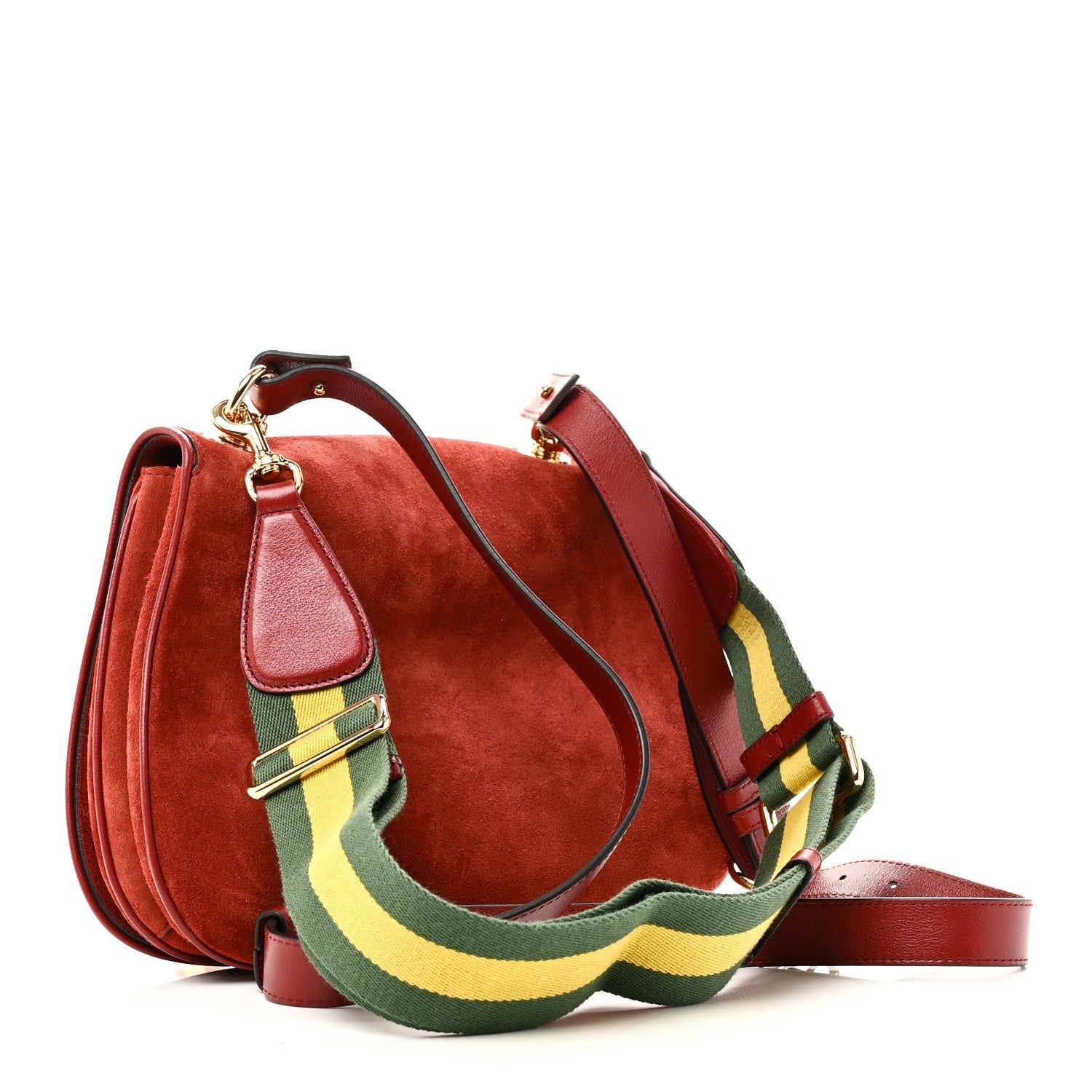 Gucci Suede Talco Roxy Calfskin Web Medium Blondie Shoulder Flap Bag Blondie Red