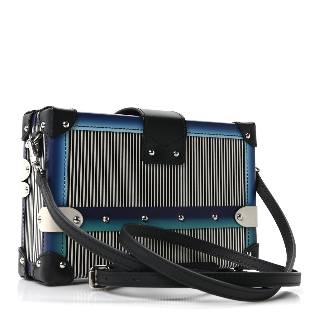 Louis Vuitton Calfskin Printed Petite Malle Blue