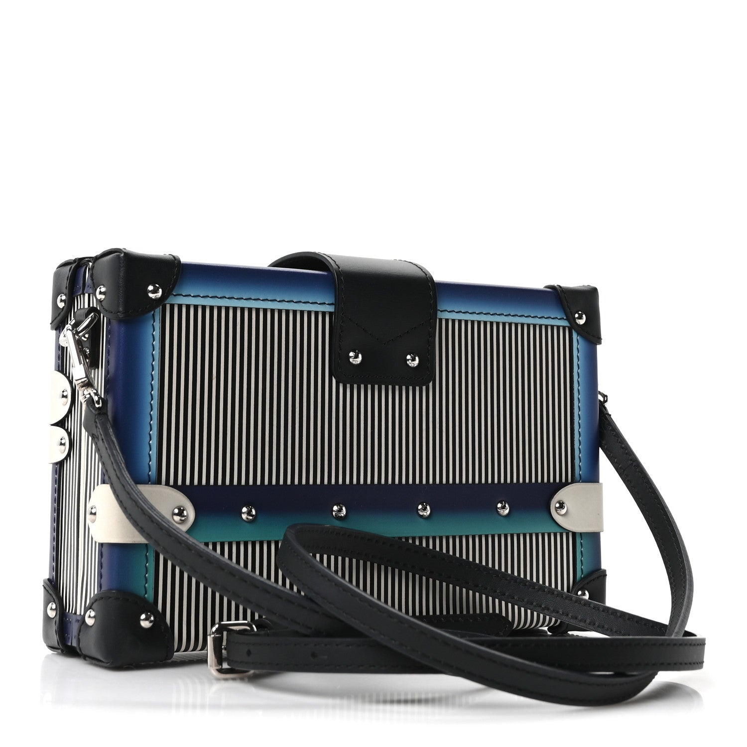 Louis Vuitton Calfskin Printed Petite Malle Blue
