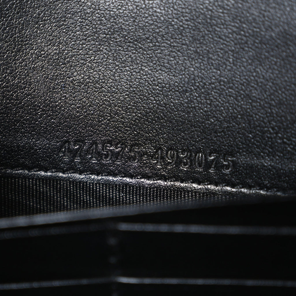 Gucci Calfskin Matelasse GG Marmont Chain Wallet Black
