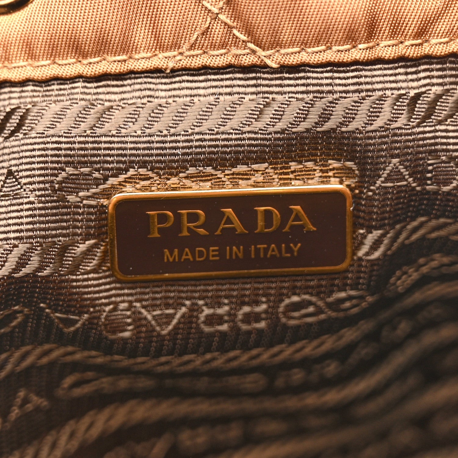 Prada Re-Nylon Saffiano Stitched Re-Edition 1995 Chaine Drawstring Bucket Bag Brandy
