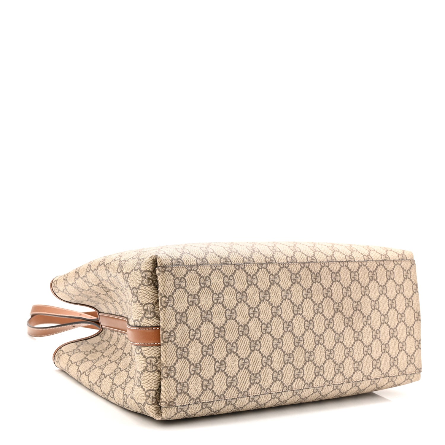 Gucci GG Supreme Monogram Emblem Large Tote Bag Beige Dark Brown