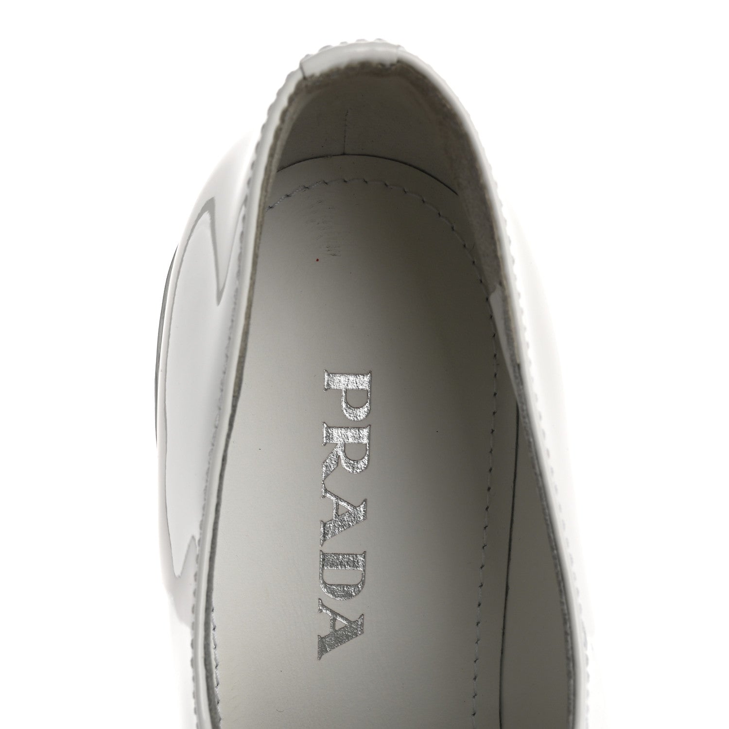 Prada Vernice Triangle 50mm Loafers 39.5 White