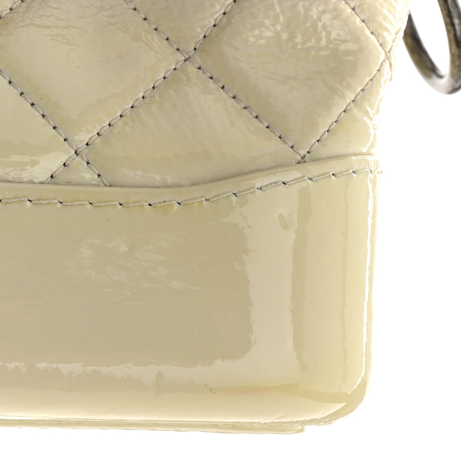 Chanel Patent Goatskin Quilted Small Gabrielle Hobo White