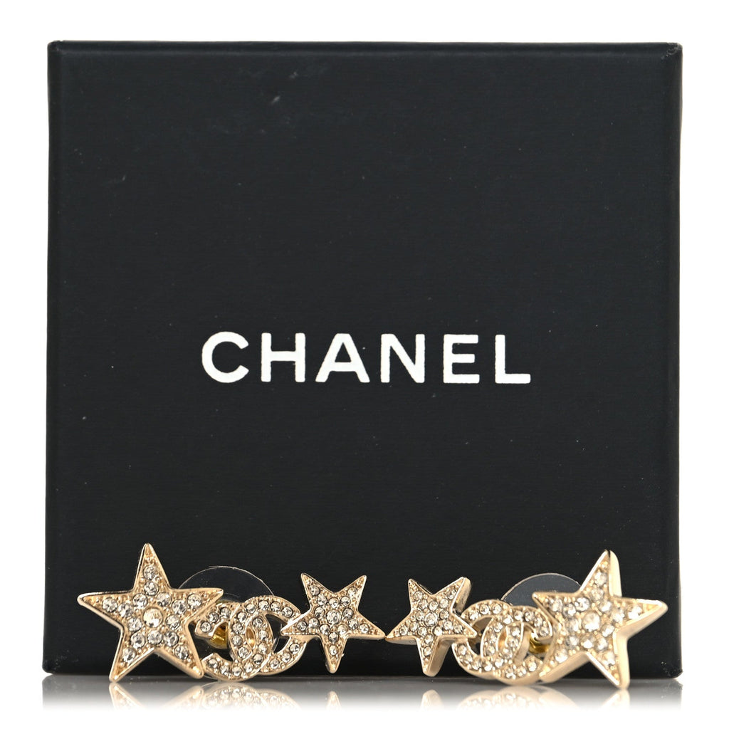 Crystal Star CC Earrings Gold