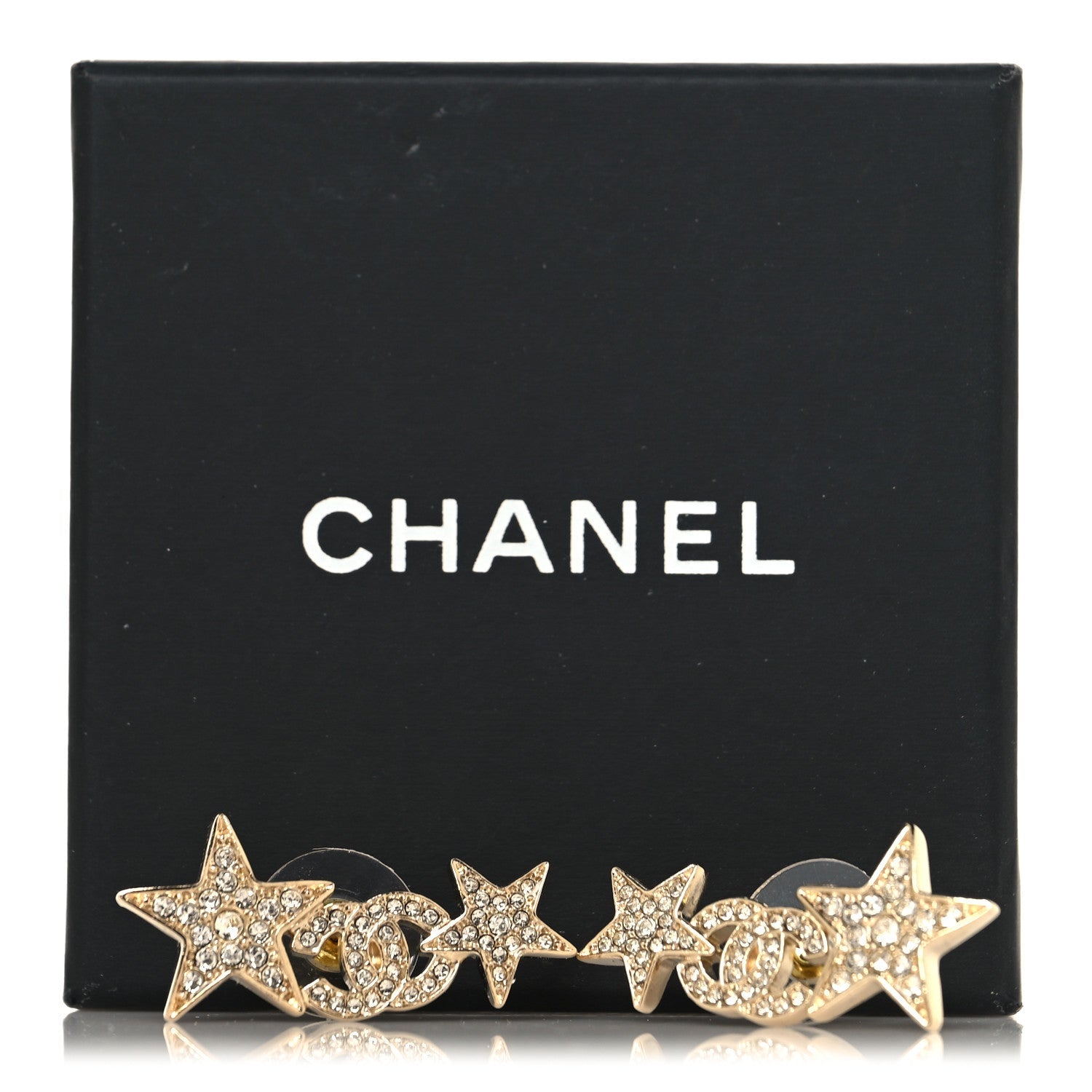 Crystal Star CC Earrings Gold