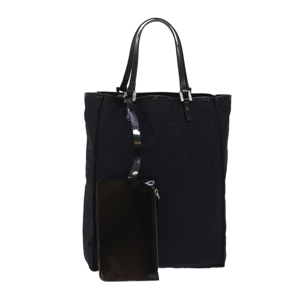 FENDI Zucchino Canvas Tote Bag Nylon Leather Black  49283