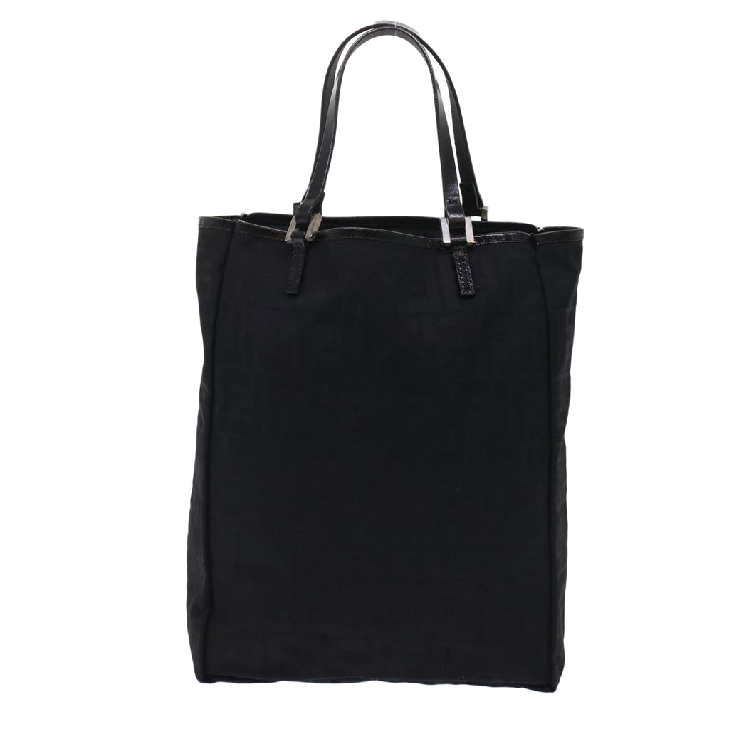 FENDI Zucchino Canvas Tote Bag Nylon Leather Black  49283