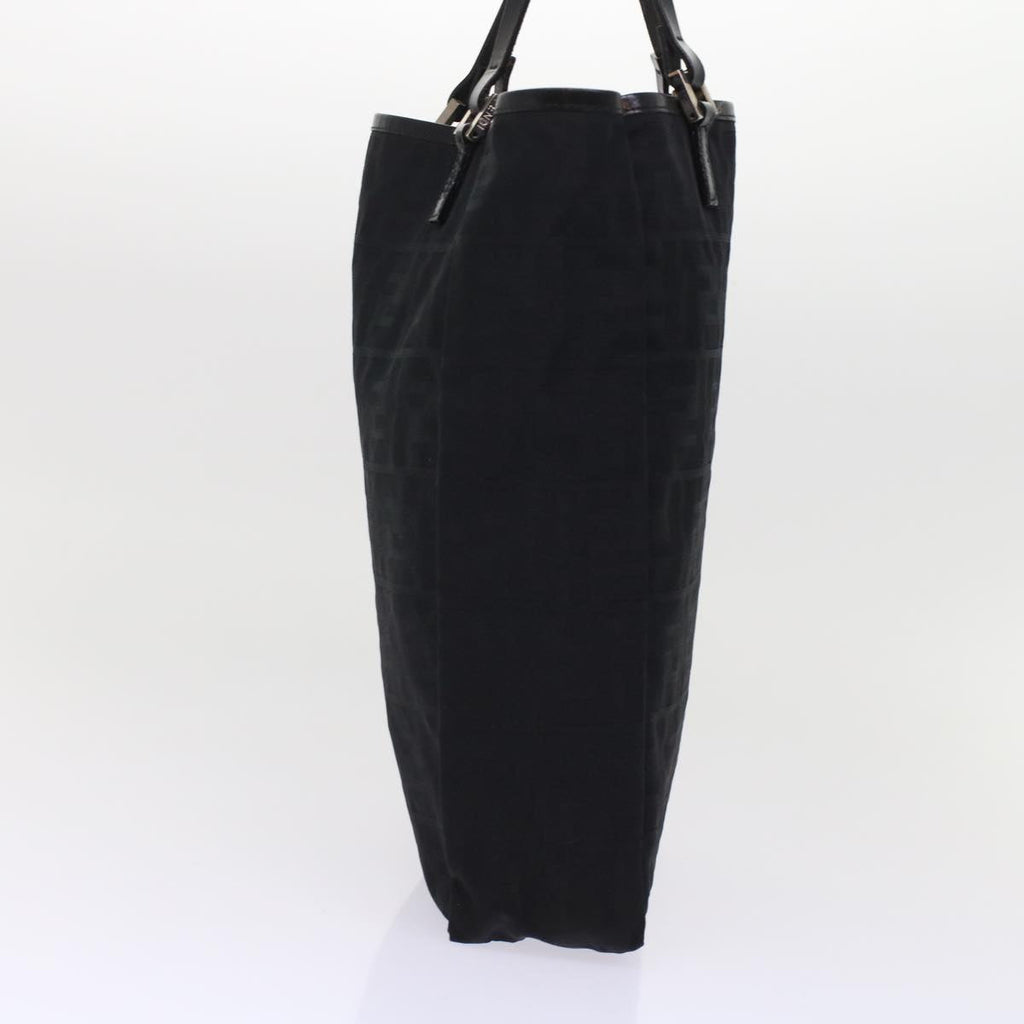 FENDI Zucchino Canvas Tote Bag Nylon Leather Black  49283