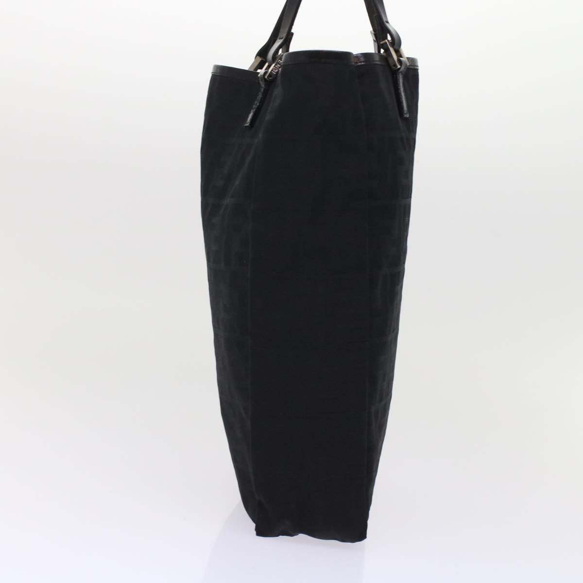 FENDI Zucchino Canvas Tote Bag Nylon Leather Black  49283
