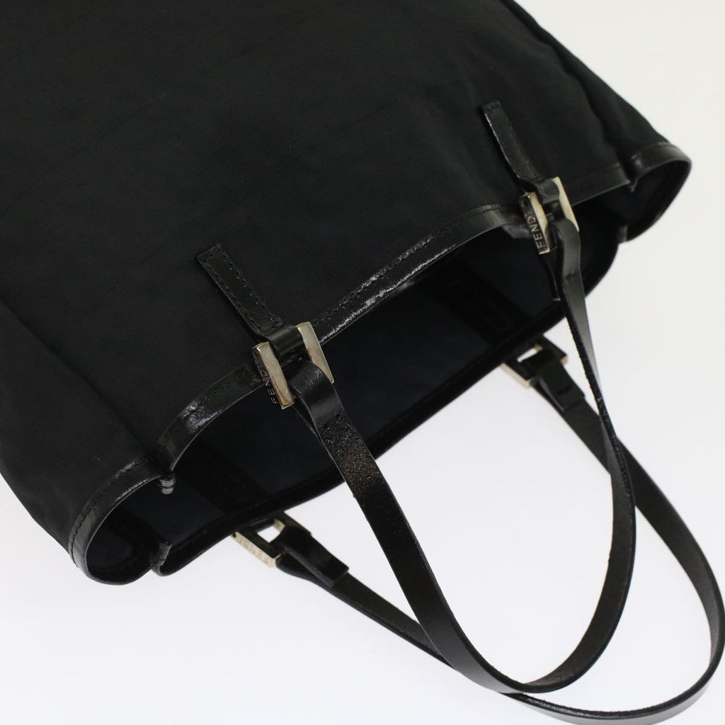 FENDI Zucchino Canvas Tote Bag Nylon Leather Black  49283